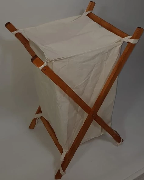 Ahşap Katlanır Çamaşır Sepeti Kirli Temiz Çamaşır sepeti - 2