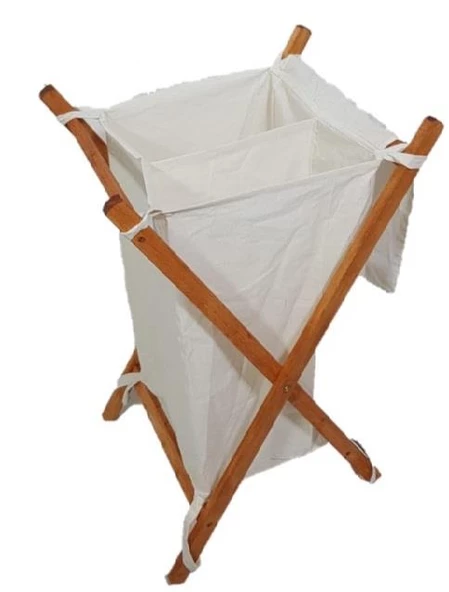 Ahşap Katlanır Çamaşır Sepeti Kirli Temiz Çamaşır sepeti