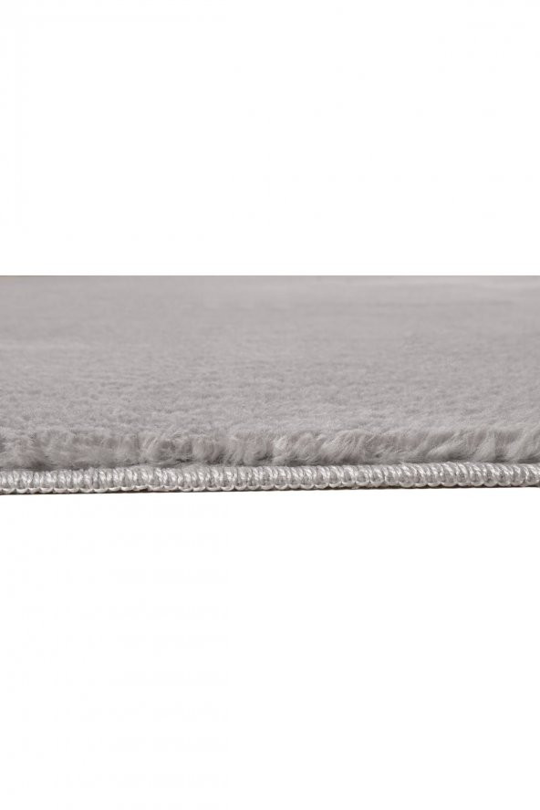 My Evilla Modern Dekoratif Halı Jel Kaymaz Taban Peluş Açık Gri Paspas Takımı 50x80 - 3