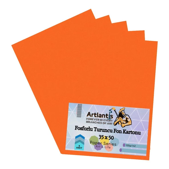 Fon Kartonu Fosforlu Renkler 35x50 5 Adet Artlantis Fosforlu Fon Kartonu 35*50 5 Adet - 4