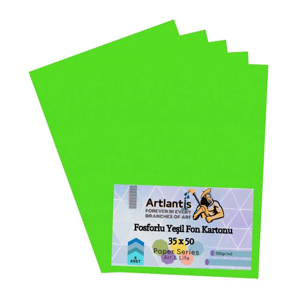Fon Kartonu Fosforlu Renkler 35x50 5 Adet Artlantis Fosforlu Fon Kartonu 35*50 5 Adet - 2