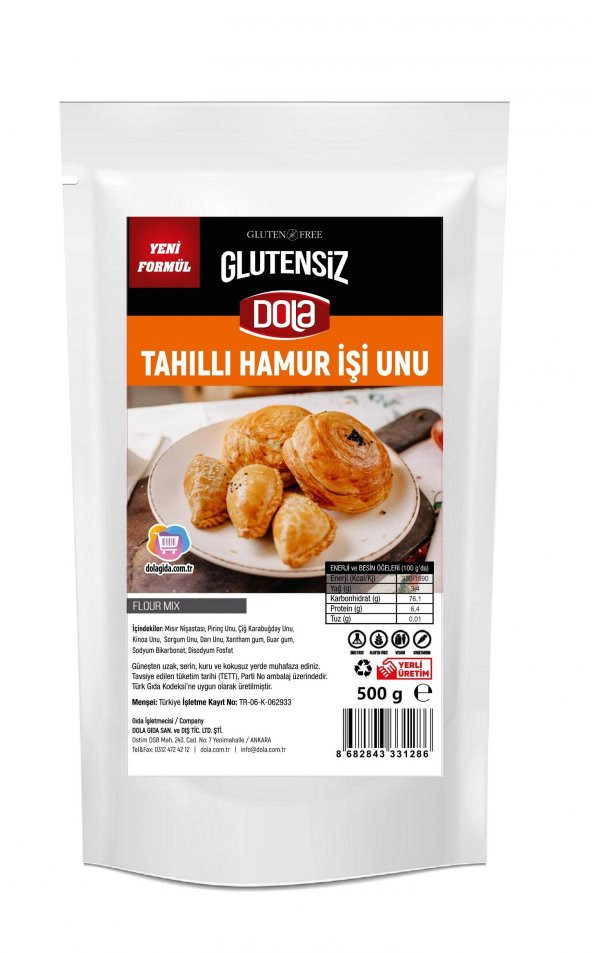 Dola Glutensiz Tahıllı Hamur İşi Unu 500 gr Karabuğdaylı Kinoalı Un Karışımı