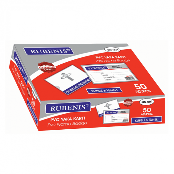 Rubenis Kart Kabı İğneli Şeffaf QN-001 (1 paket 50 adet)