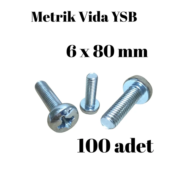 Metrik Vida YSB 6X80  100 Adet Yıldız Silindir Başlı Vida ürün görseli
