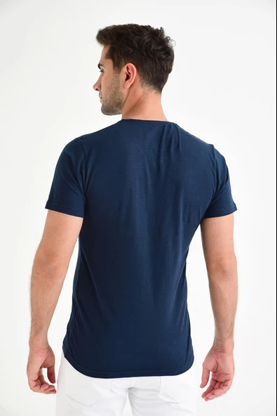 Dynamo  Erkek Basic Likralı V-Yaka T-shirt  - T-339 - Resim 6