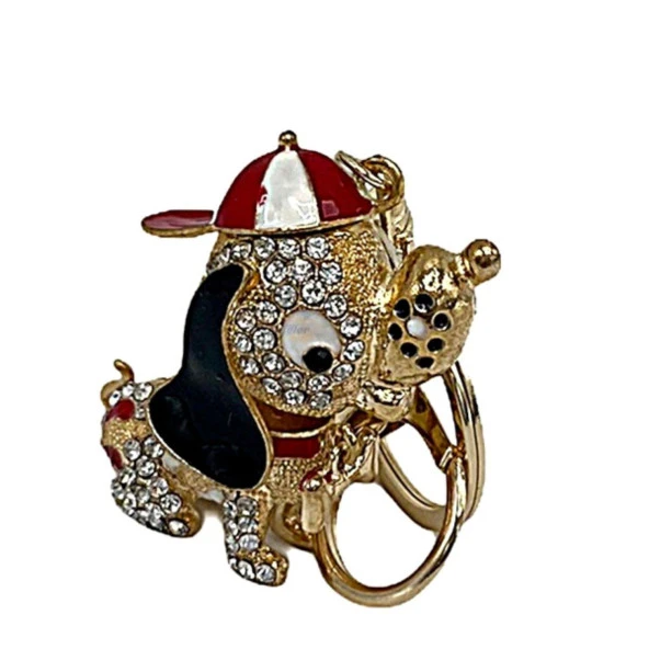 Kırmızı Kristal Taşlı Sevimli Köpek Anahtarlık ürün görseli