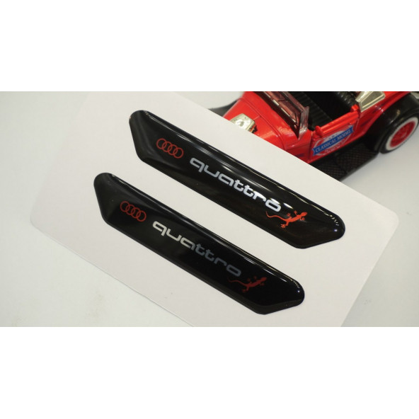 Audi Q2 Q3 Q4 Q5 Q7 Quattro Gecko Logo Çamurluk Yanı Ve Ayna Metalize Damla Desen 3M Logo Arma - 6