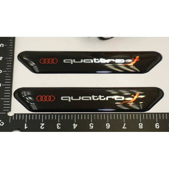 Audi Q2 Q3 Q4 Q5 Q7 Quattro Gecko Logo Çamurluk Yanı Ve Ayna Metalize Damla Desen 3M Logo Arma - 7