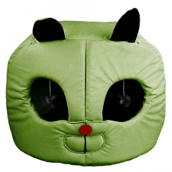 Markapet Kedi Kafası Şekilli Kedi Yatağı 45 cm Yeşil