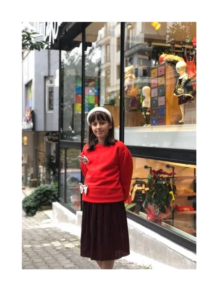 Kırmızı Midi Boy Etek - 5