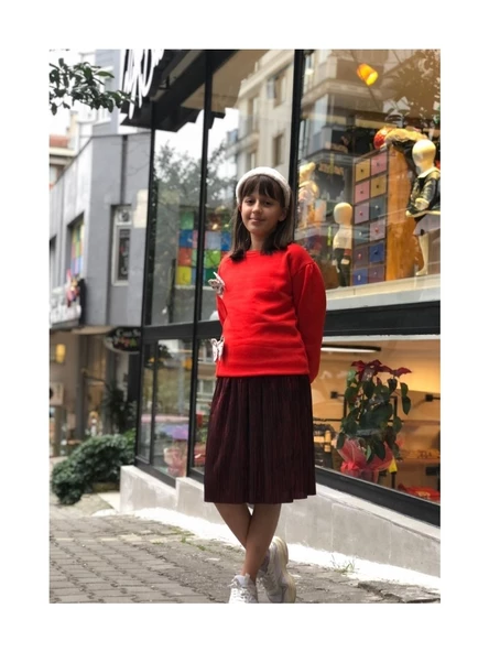 Kırmızı Midi Boy Etek - 3