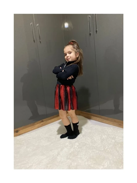 Kırmızı-Siyah Şeritli Etek - 7