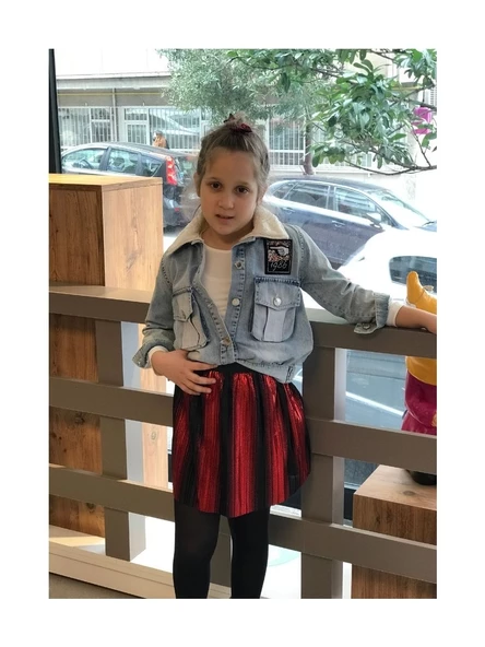 Kırmızı-Siyah Şeritli Etek - 10