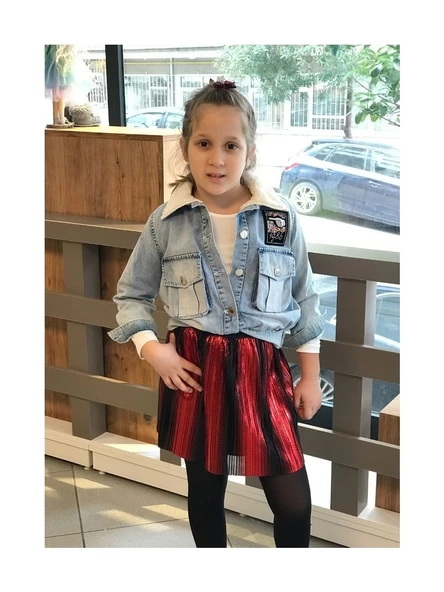 Kırmızı-Siyah Şeritli Etek - 8