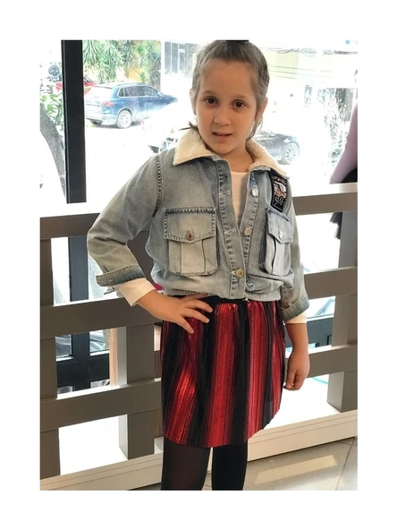 Kırmızı-Siyah Şeritli Etek - 3