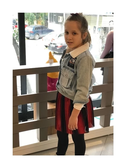 Kırmızı-Siyah Şeritli Etek - 6