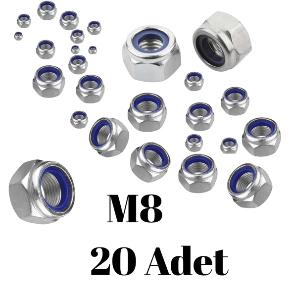 Fiber Somun M8 – DIN 985 –  20'li Paket Contalı Gevşemez Somun - Resim 3