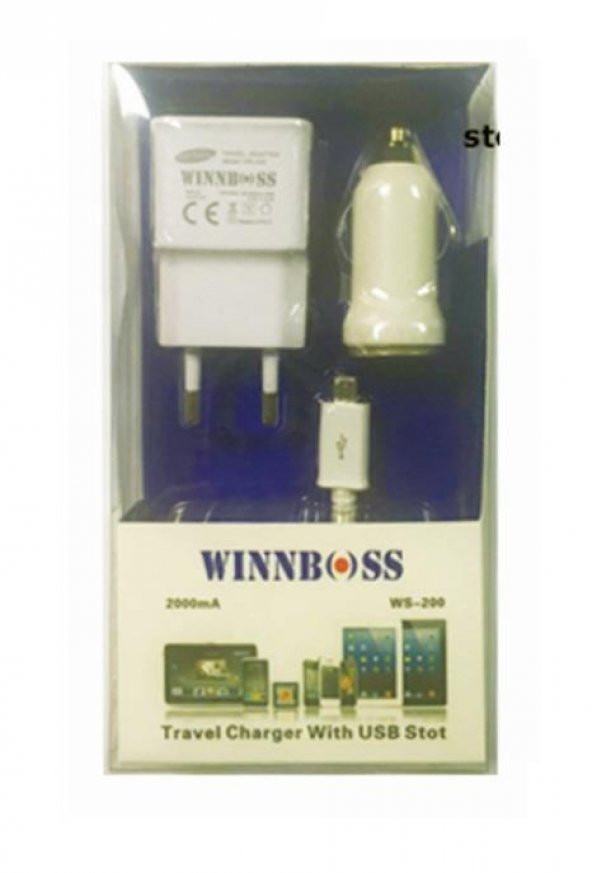 Winnboss WS-200 5 Volt 2100 MAh Samsung 3 Lü Şarj Adaptör Seti