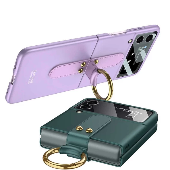 Gpack Samsung Galaxy Z Flip 3 Kılıf Yüzüklü Silikon Mat - 2