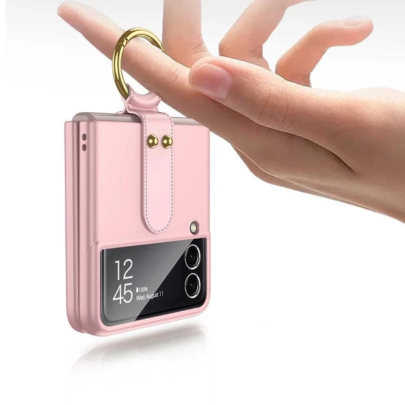 Gpack Samsung Galaxy Z Flip 3 Kılıf Yüzüklü Silikon Mat - 3