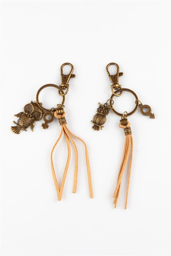 İkili Anahtarlık Cinsiyet Sembolleri Deri Püsküllü - Resim 3