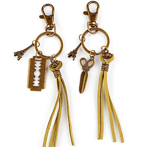 İkili Anahtarlık Eyfel Kulesi Deri Püsküllü ürün görseli