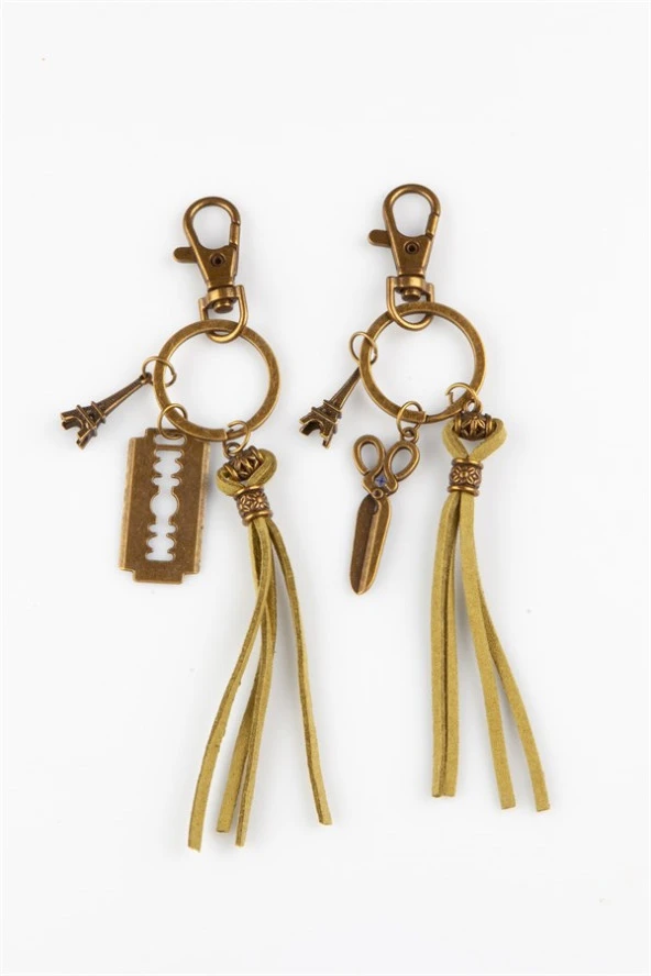 İkili Anahtarlık Eyfel Kulesi Deri Püsküllü - Resim 2