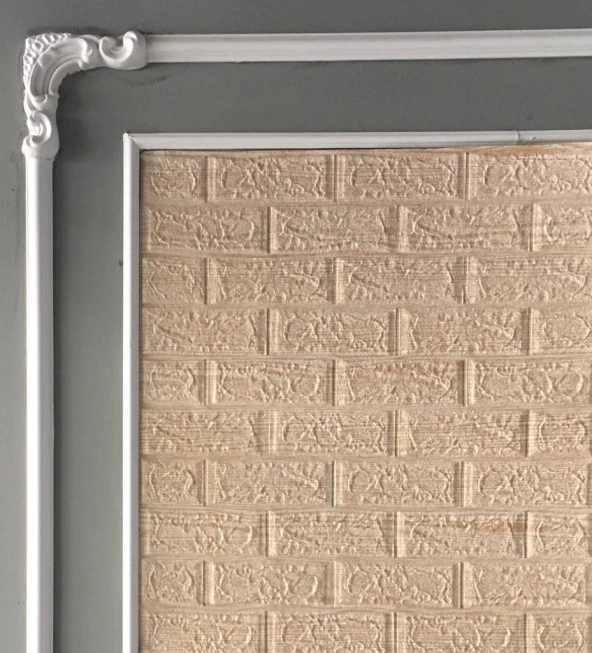 Kendinden Yapışkanlı Çizgili Krem Duvar Kağıdı Paneli 3D