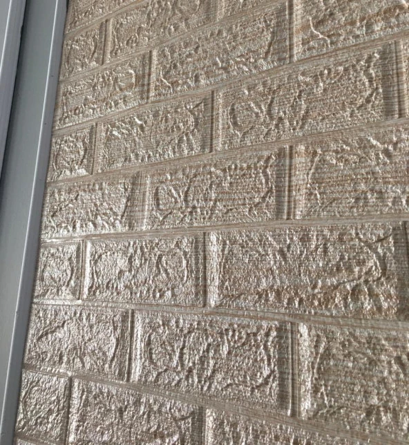 Renkli Duvarlar Kendinden Yapışkanlı Çizgili Krem Duvar Kağıdı Paneli 3D - Resim 3