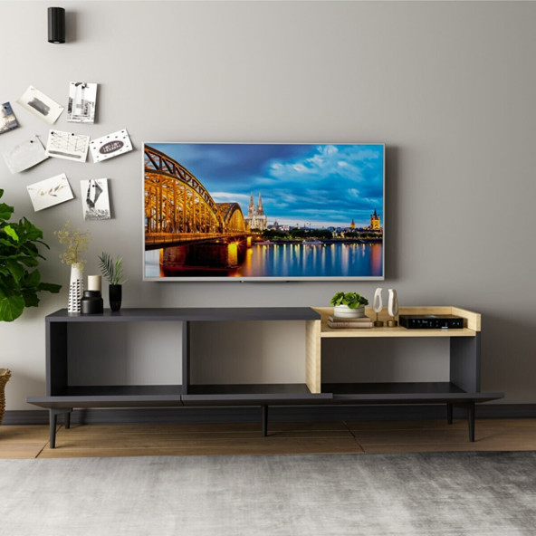 BMdekor TV Sehpası Mia Antrasit Safir Meşe 160 cm - 4