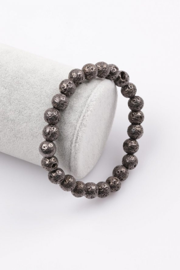 Lav Doğal Taş Füme Renkli Bileklik 8 mm Küre Kesim ürün görseli 1