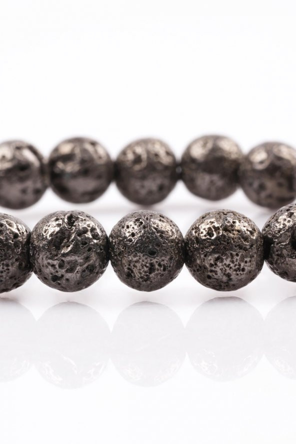 Lav Doğal Taş Füme Renkli Bileklik 8 mm Küre Kesim - Resim 2