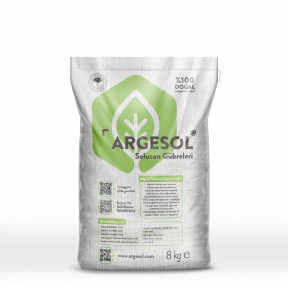 Argesol Tarım 100 Doğal Katı Solucan Gübresi 8Kg