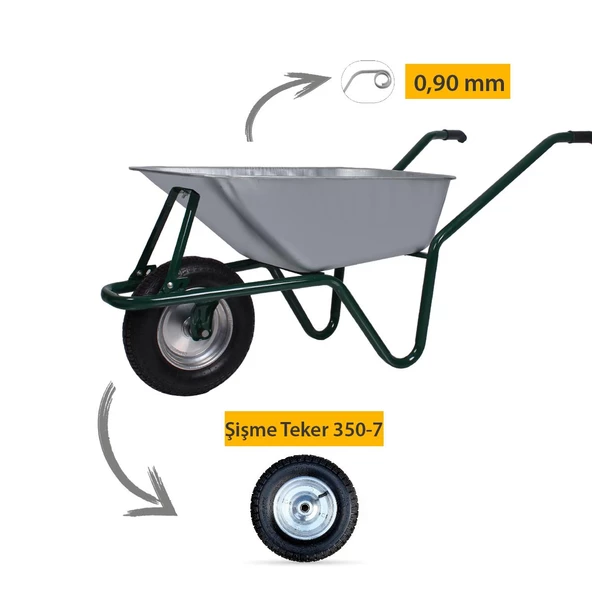 Kanat Mega Galvanizli Demonte El Arabası 0.90 mm Sac - 2