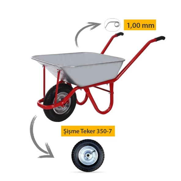 Kanat Galvanizli Demonte El Arabası 1.00 mm Sac - 5