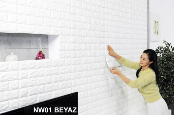Renkli Duvarlar Kendinden Yapışkanlı Beyaz Duvar Paneli 3D Duvar Kağıdı - 6