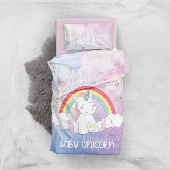 MonoHome Baby Unicorn 3D Pamuk Saten Bebek Nevresim Takımı