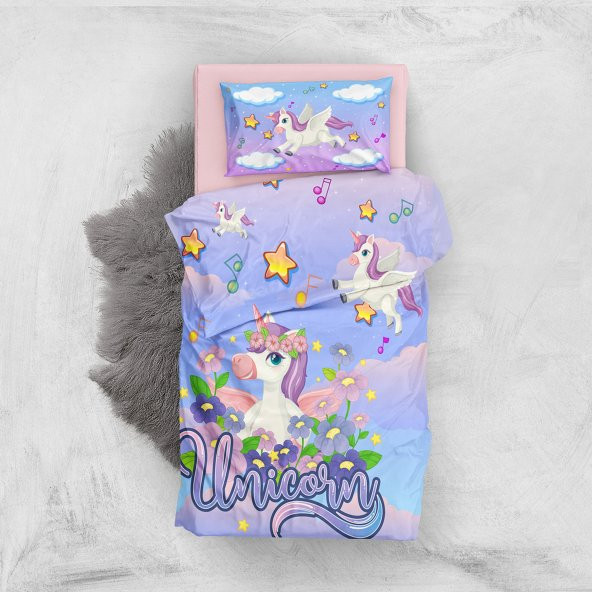 MonoHome Unicorn 3D Pamuk Saten Bebek Nevresim Takımı