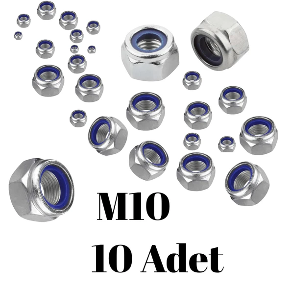 Fiber Somun M10 – DIN 985 –  10'lu Paket Contalı Gevşemez Somun - Resim 3