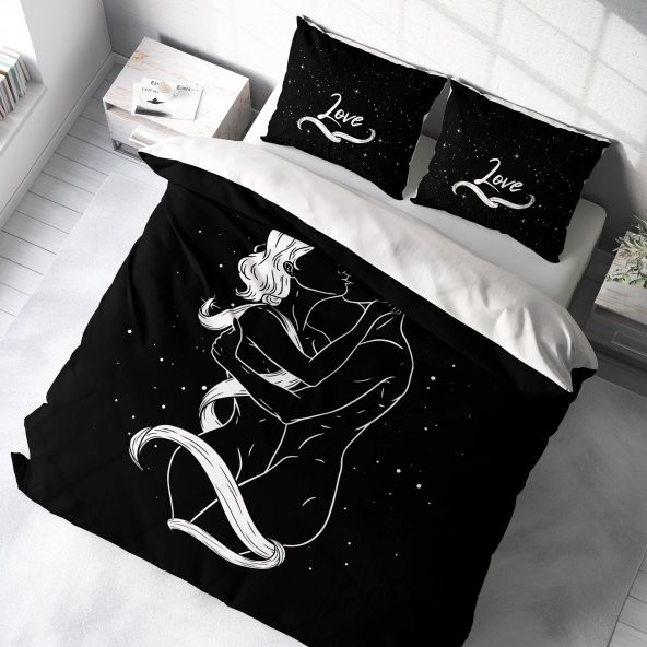 MonoHome Kamasutra Günü Çift Kişilik Nevresim Takımı 3D Pamuk Saten Black - 1