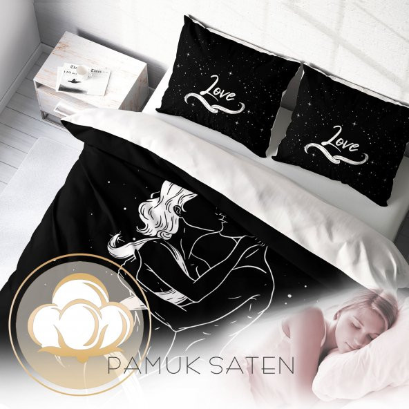 MonoHome Kamasutra Günü Çift Kişilik Nevresim Takımı 3D Pamuk Saten Black - 4