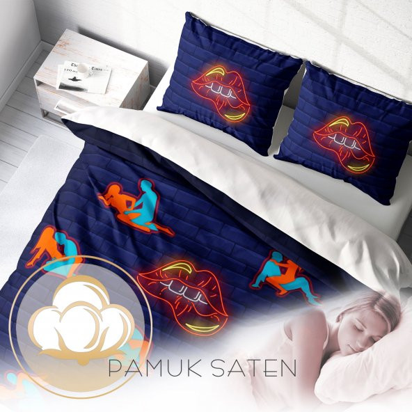 MonoHome Kamasutra Günü Çift Kişilik Nevresim Takımı 3D Pamuk Saten Deep - 4