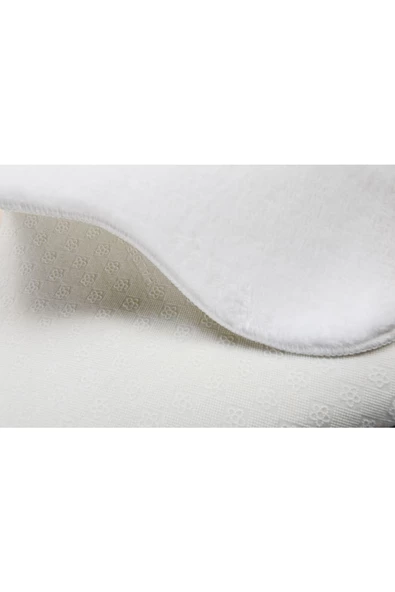 My Evilla Modern Dekoratif Halı Jel Kaymaz Taban Peluş Puffy Yuvarlak Post Beyaz Halı - 5