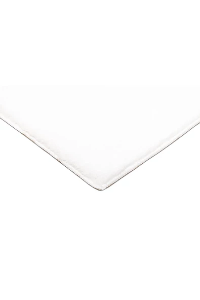 My Evilla Modern Dekoratif Halı Jel Kaymaz Taban Peluş Puffy Yuvarlak Post Beyaz Halı - 2