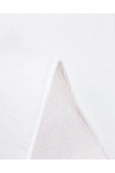 My Evilla Modern Dekoratif Halı Jel Kaymaz Taban Peluş Puffy Yuvarlak Post Beyaz Halı - 4