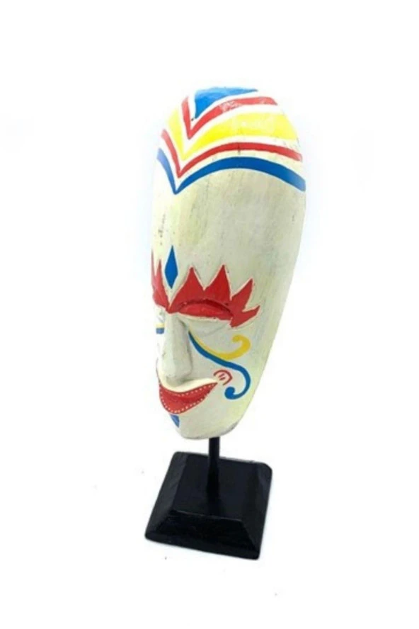 Stantlı Beyaz Mask Totem El Yapımı 30 cm - Resim 4