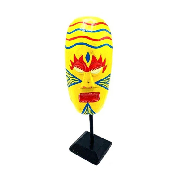 Stantlı Sarı Mask Totem El Yapımı 30 cm