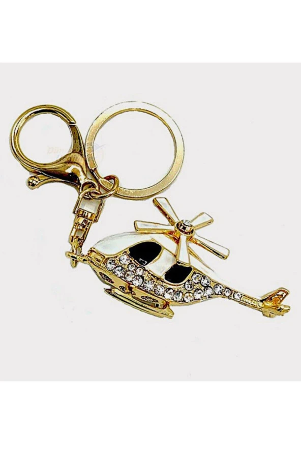 Siyah Taşlı Kırmızı Helikopter Anahtarlık - Resim 2