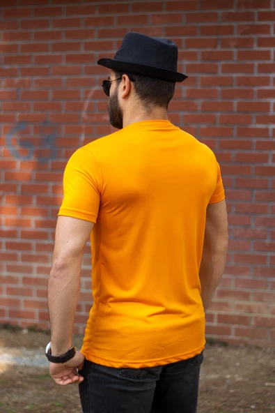 Sarı Hardal Basic Rahat İnce Petek Kumaş Spor Erkek Tshirt 22ETSHPORT - 8