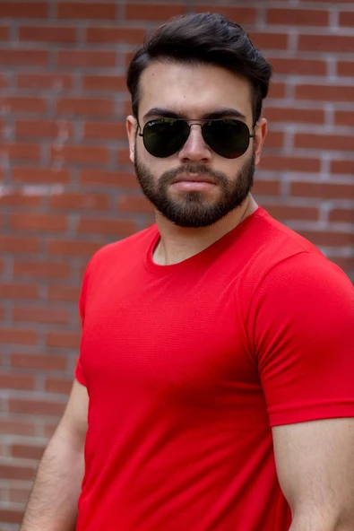 Kırmızı Basic Rahat İnce Petek Kumaş Spor Erkek Tshirt 22ETSHPORT - 7